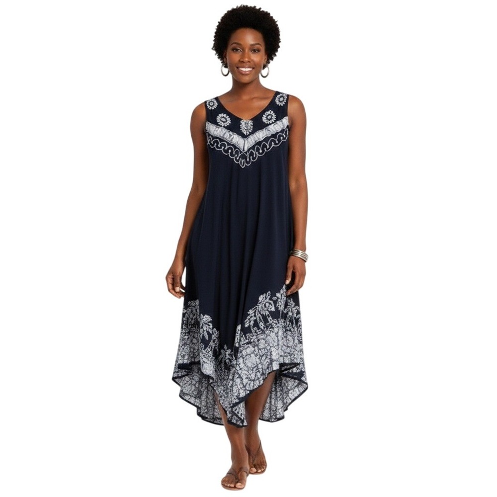 NWT Creations Umbrella Dress Black Sleeveless Boho Hippie Beachy Womens One Size